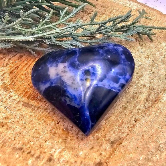 Beautiful Blue Sodalite Stone Carved 2" Heart Palm Stone - Picture 2 of 10